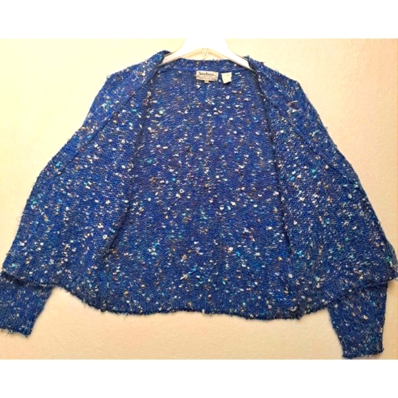 Santana Novelty Sweater Cardigan Blue Speckle Wool Blend Chunky Grandma … - Picture 5 of 10